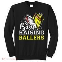 Busy Raising Ballers Heart Softball Baseball Mom Sweatshirt thumb 0