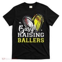 Busy Raising Ballers Heart Softball Baseball Mom T-Shirt thumb 0