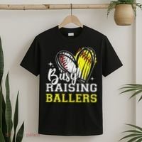 Busy Raising Ballers Heart Softball Baseball Mom T-Shirt thumb 2