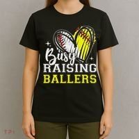 Busy Raising Ballers Heart Softball Baseball Mom T-Shirt thumb 4