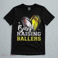 Busy Raising Ballers Heart Softball Baseball Mom T-Shirt thumb 5