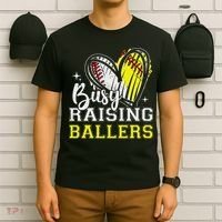 Busy Raising Ballers Heart Softball Baseball Mom T-Shirt thumb 6