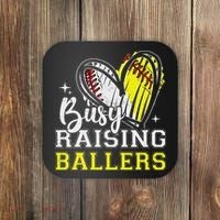 Busy Raising Ballers Heart Softball Baseball Mom Coaster thumb 0
