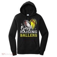 Busy Raising Ballers Heart Softball Baseball Mom Women's Hoodie thumb 0