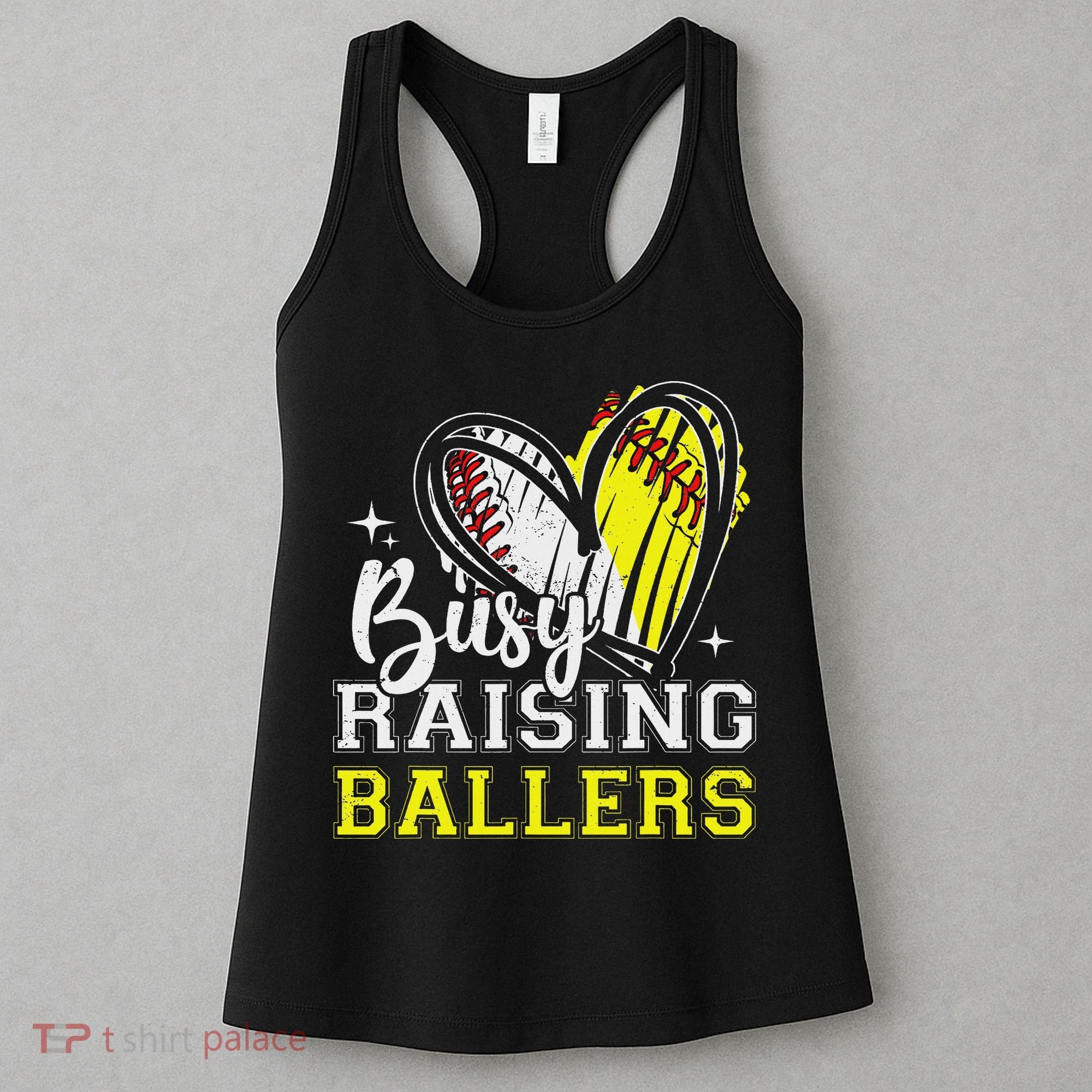 Busy Raising Ballers Heart Softball Baseball Mom Women's Tank Top