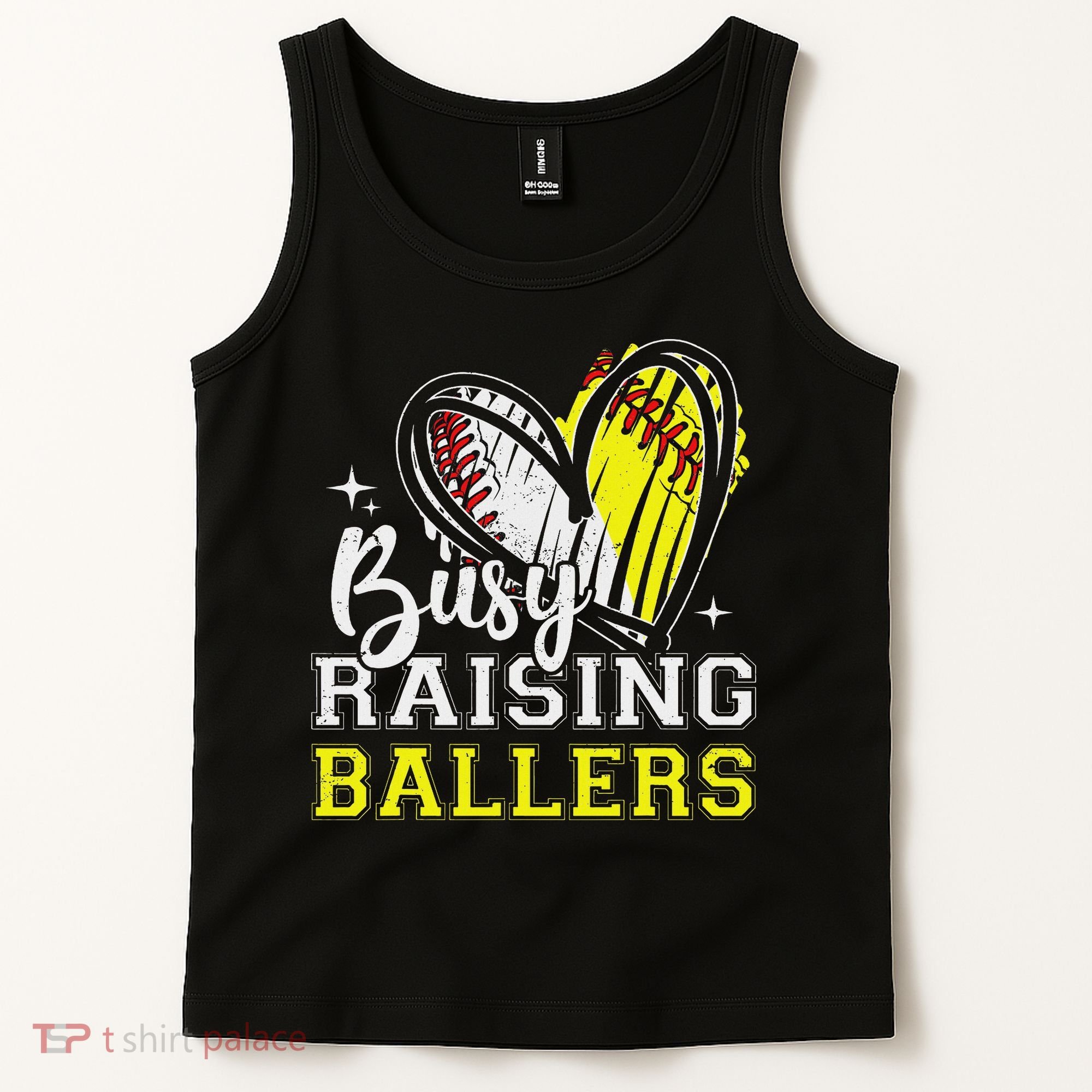 Busy Raising Ballers Heart Softball Baseball Mom Tank Top
