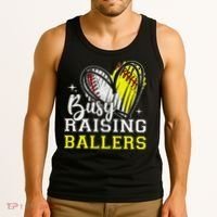 Busy Raising Ballers Heart Softball Baseball Mom Tank Top thumb 3