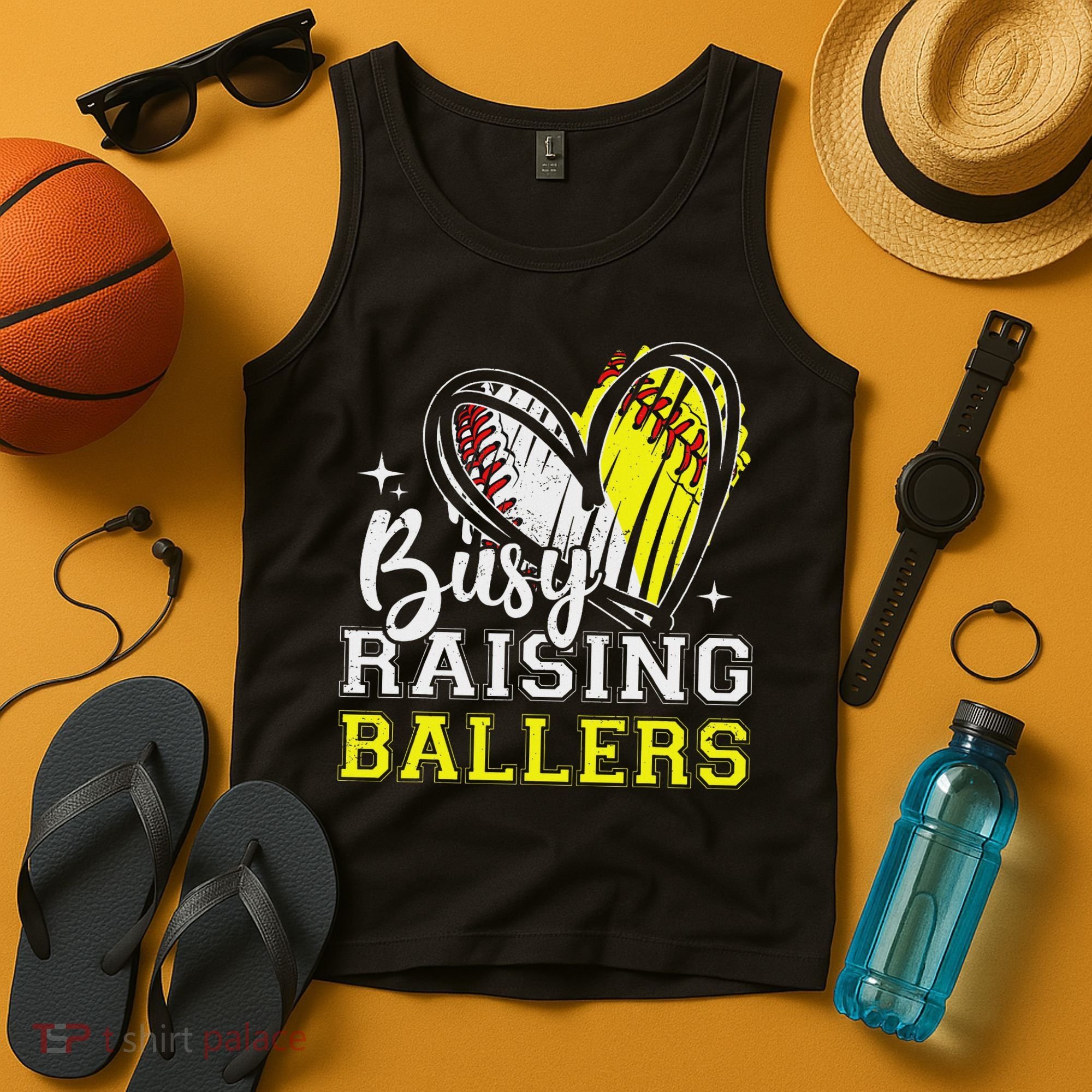 Busy Raising Ballers Heart Softball Baseball Mom Tank Top