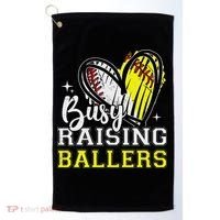 Busy Raising Ballers Heart Softball Baseball Mom Golf Towel thumb 0