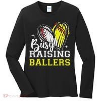 Busy Raising Ballers Heart Softball Baseball Mom Women's Long Sleeve Shirt thumb 0