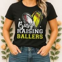 Busy Raising Ballers Heart Softball Baseball Mom Women's T-Shirt thumb 2