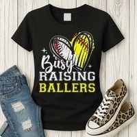 Busy Raising Ballers Heart Softball Baseball Mom Women's T-Shirt thumb 3