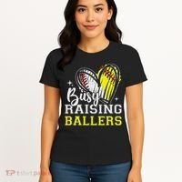 Busy Raising Ballers Heart Softball Baseball Mom Women's T-Shirt thumb 4