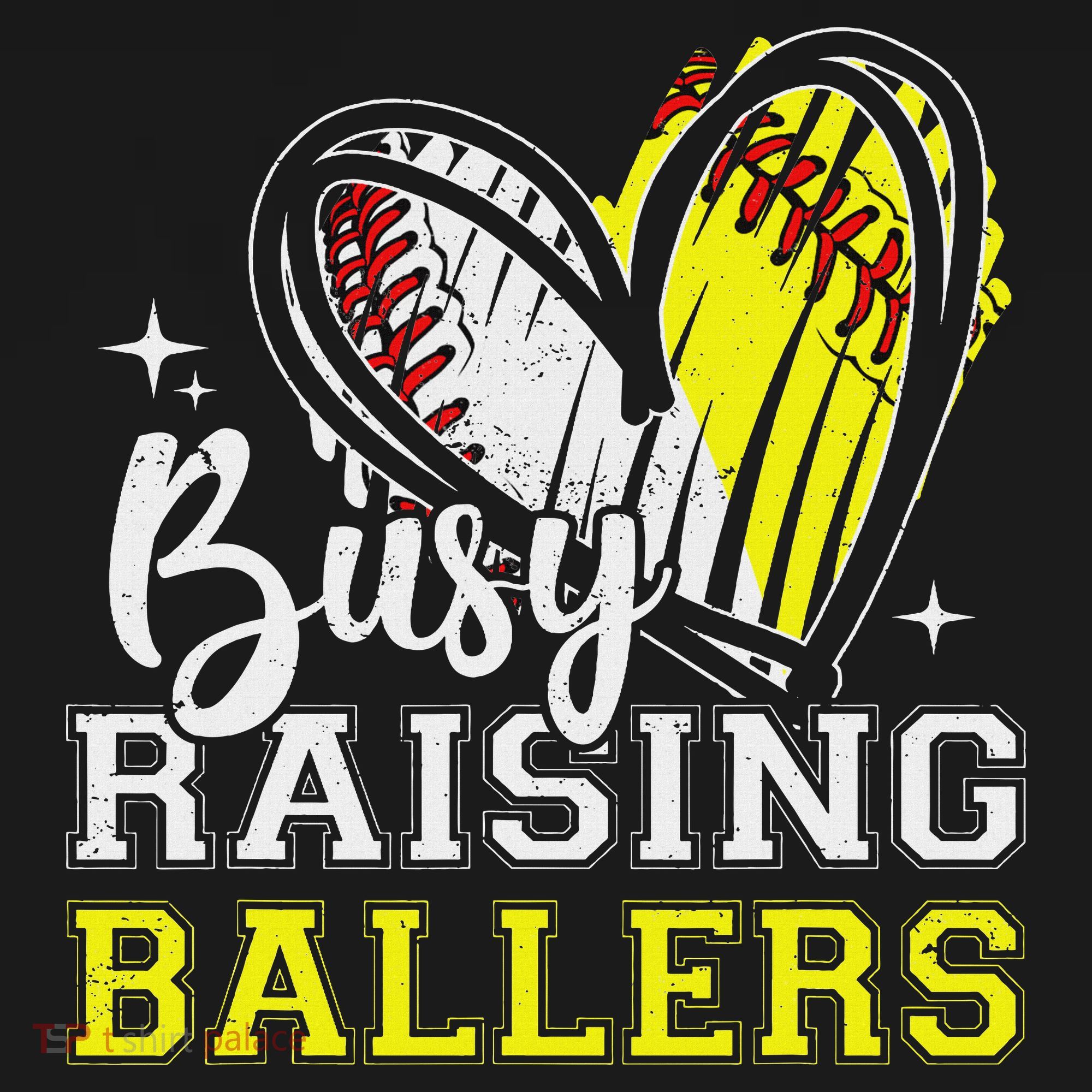 Busy Raising Ballers Heart Softball Baseball Mom Women's T-Shirt