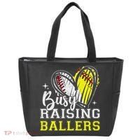 Busy Raising Ballers Heart Softball Baseball Mom Tote Bag thumb 0
