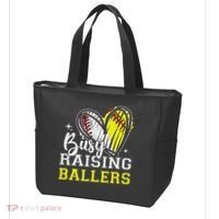 Busy Raising Ballers Heart Softball Baseball Mom Tote Bag thumb 3