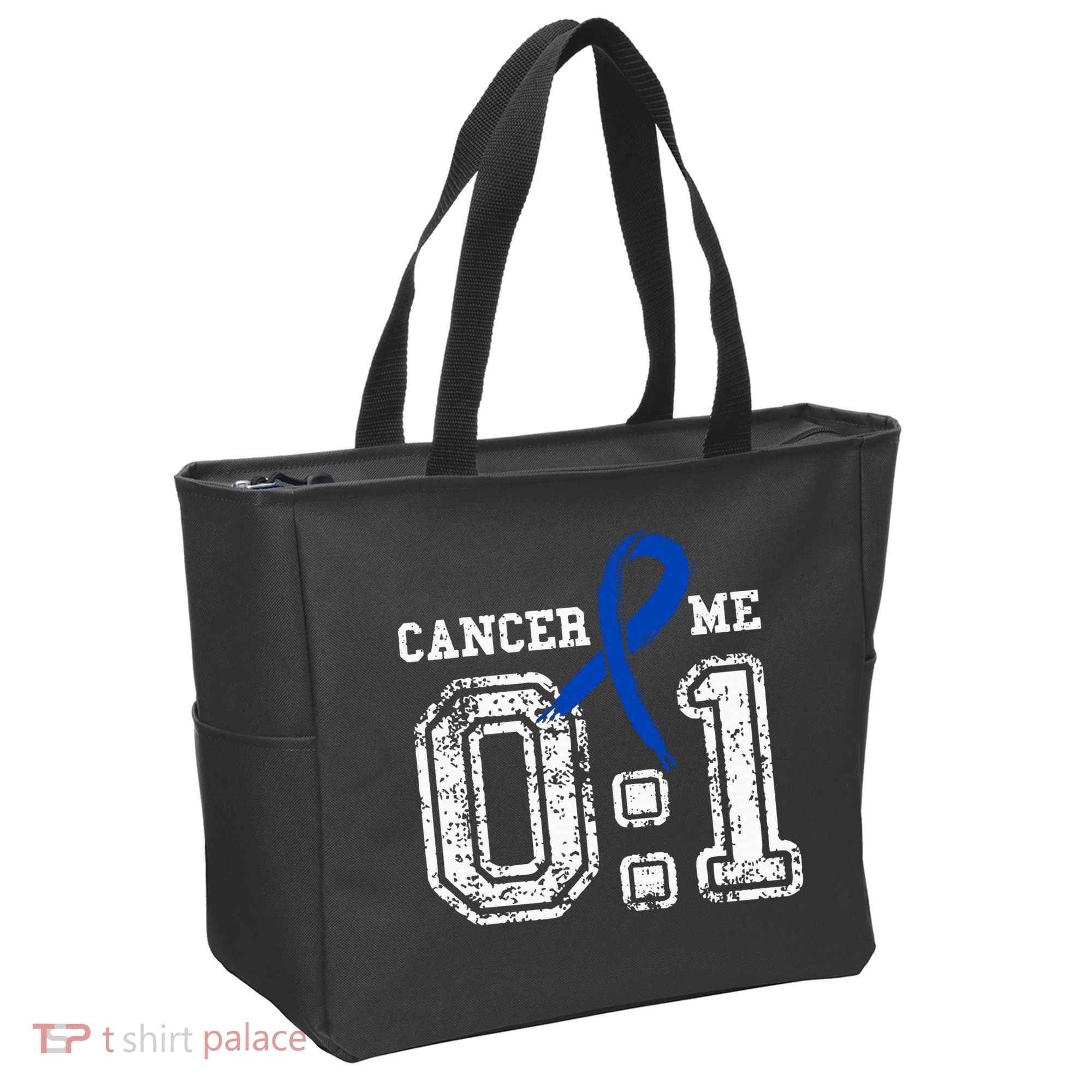 Blue Ribbon Cancer 0:1 Awareness Survivor Tote Bag