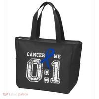Blue Ribbon Cancer 0:1 Awareness Survivor Tote Bag thumb 3