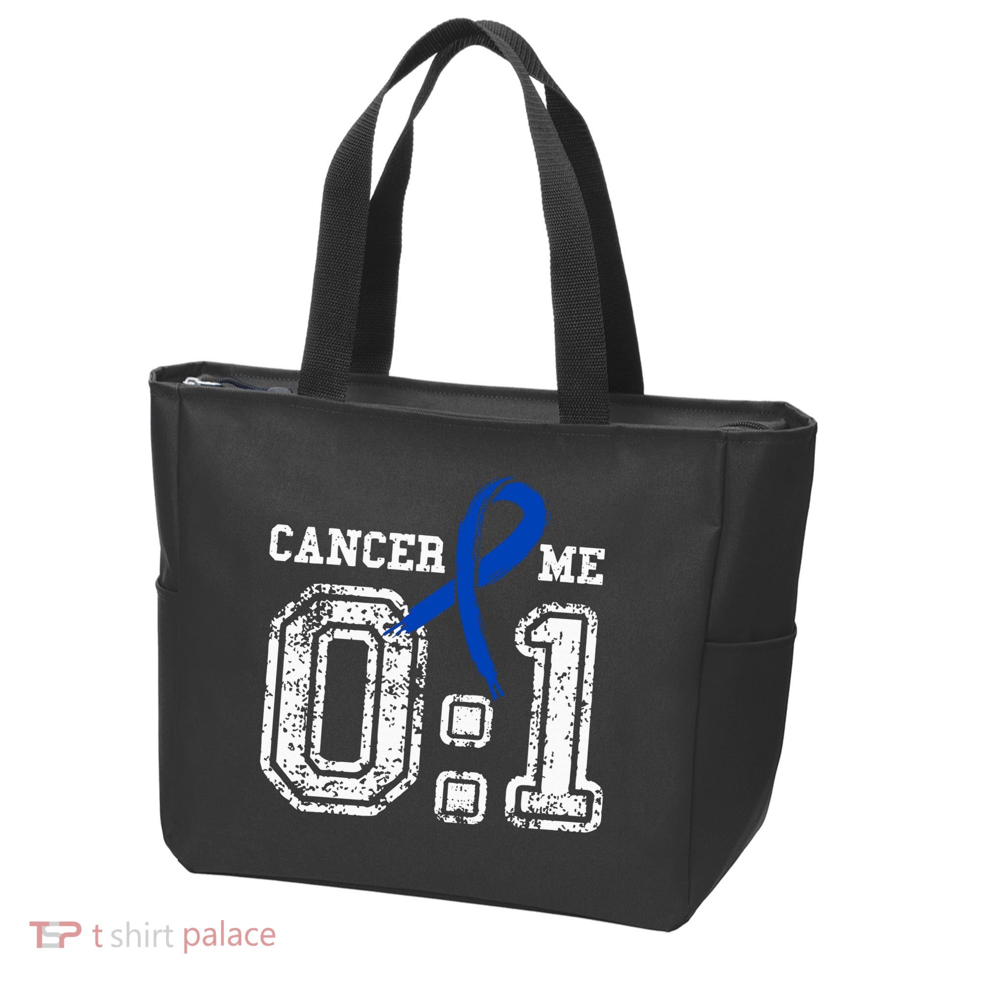 Blue Ribbon Cancer 0:1 Awareness Survivor Tote Bag