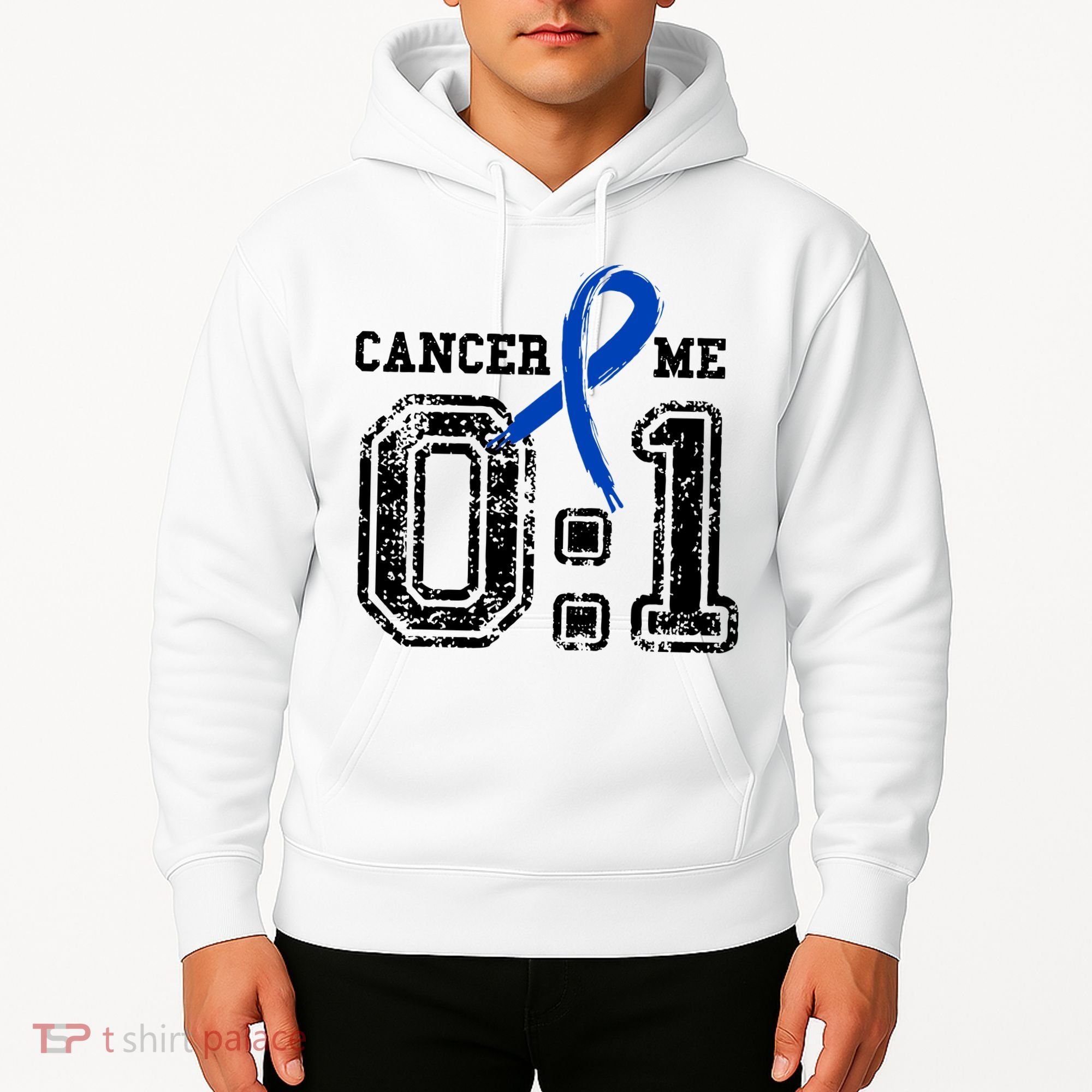 Blue Ribbon Cancer 0:1 Awareness Survivor Hoodie