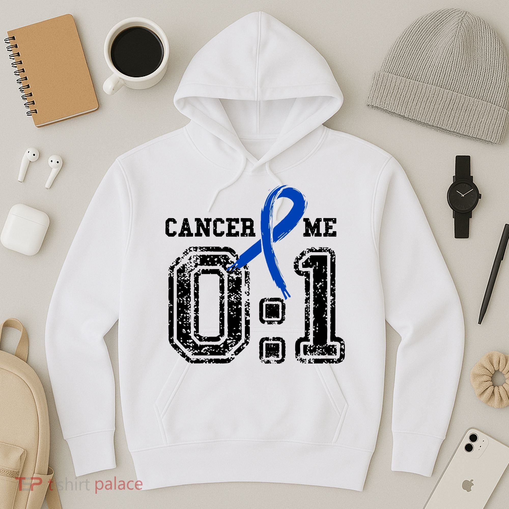 Blue Ribbon Cancer 0:1 Awareness Survivor Hoodie