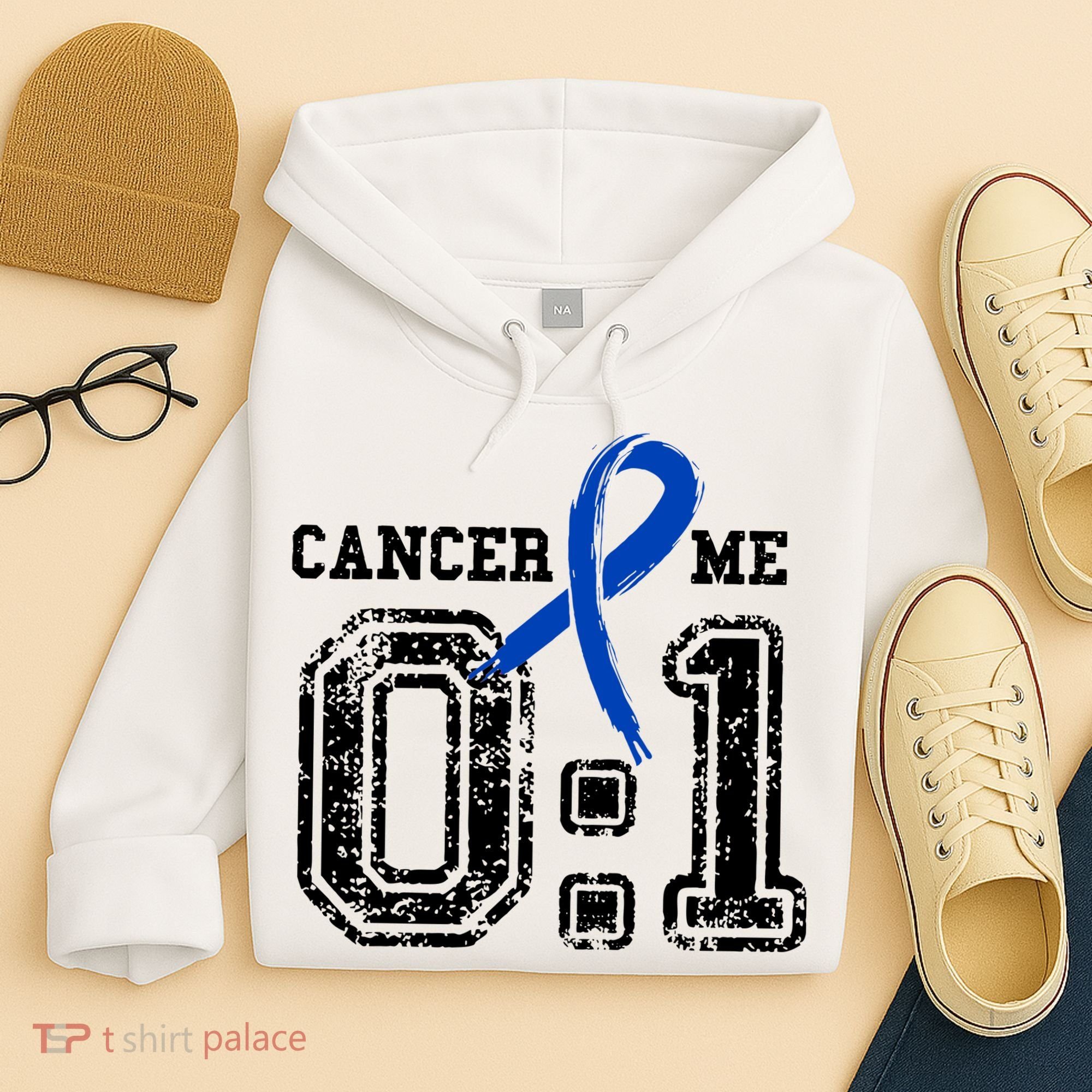 Blue Ribbon Cancer 0:1 Awareness Survivor Hoodie