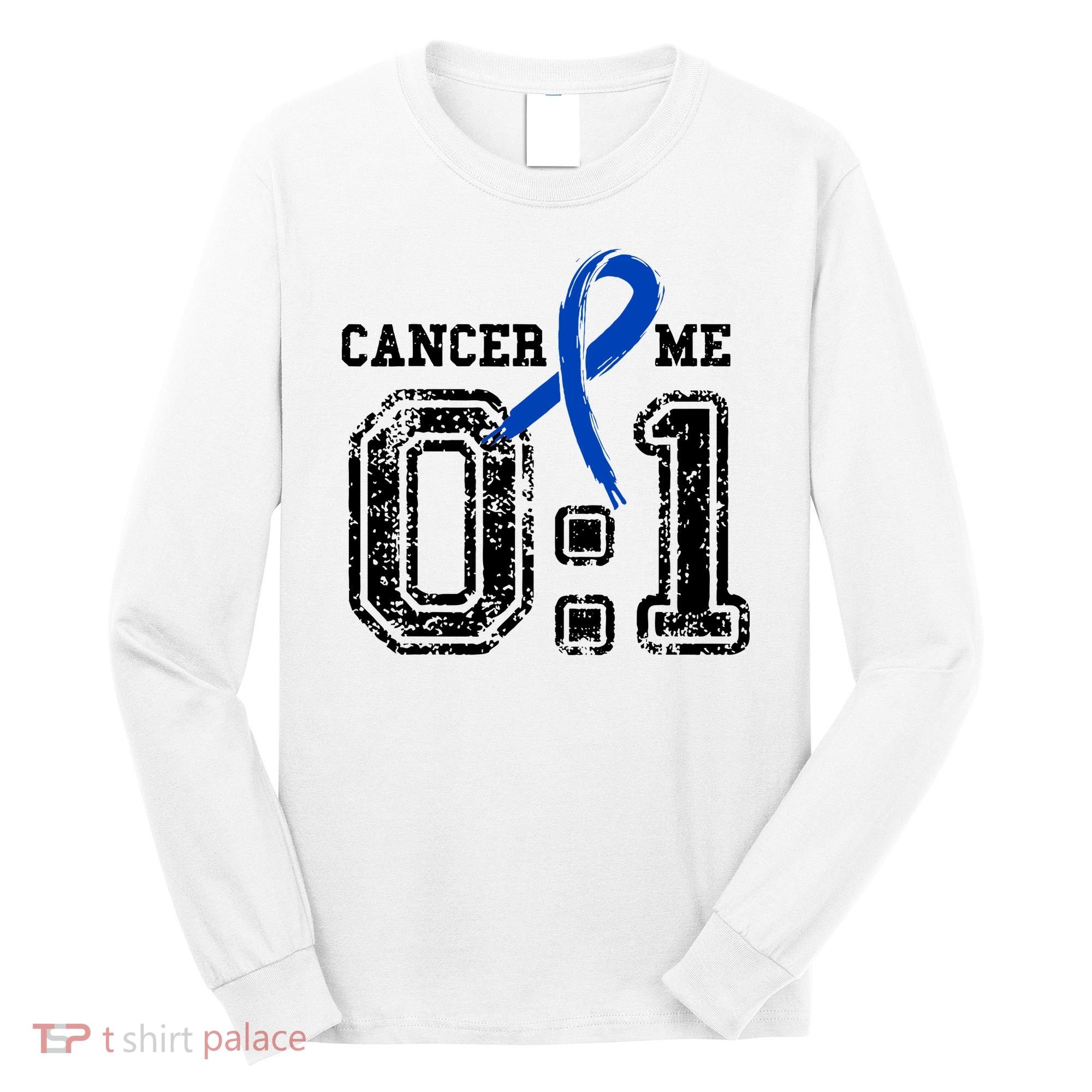 Blue Ribbon Cancer 0:1 Awareness Survivor Long Sleeve Shirt