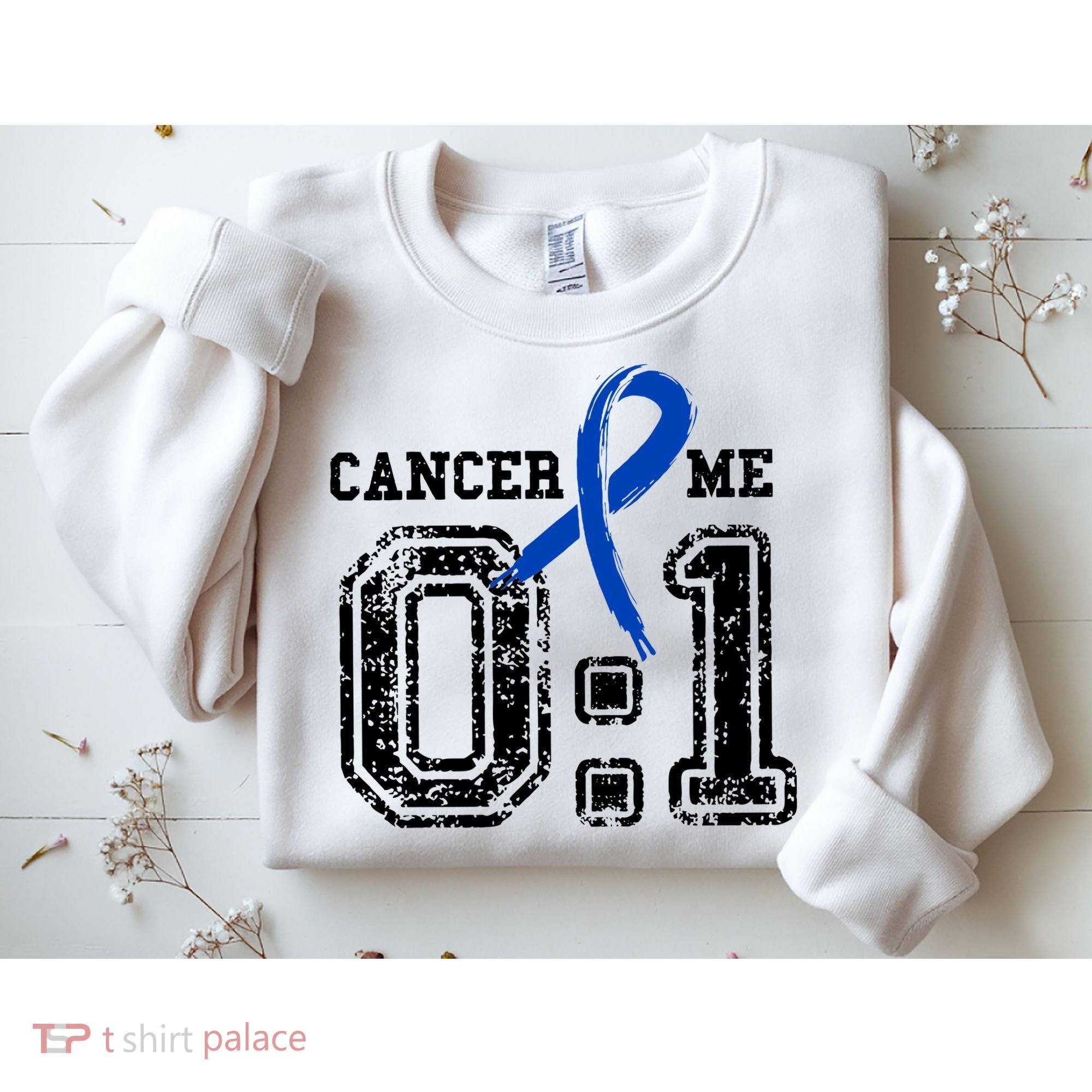 Blue Ribbon Cancer 0:1 Awareness Survivor Sweatshirt