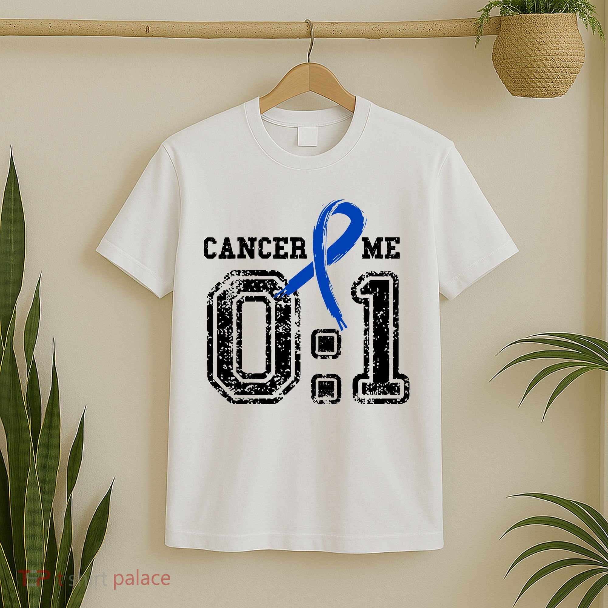 Blue Ribbon Cancer 0:1 Awareness Survivor T-Shirt