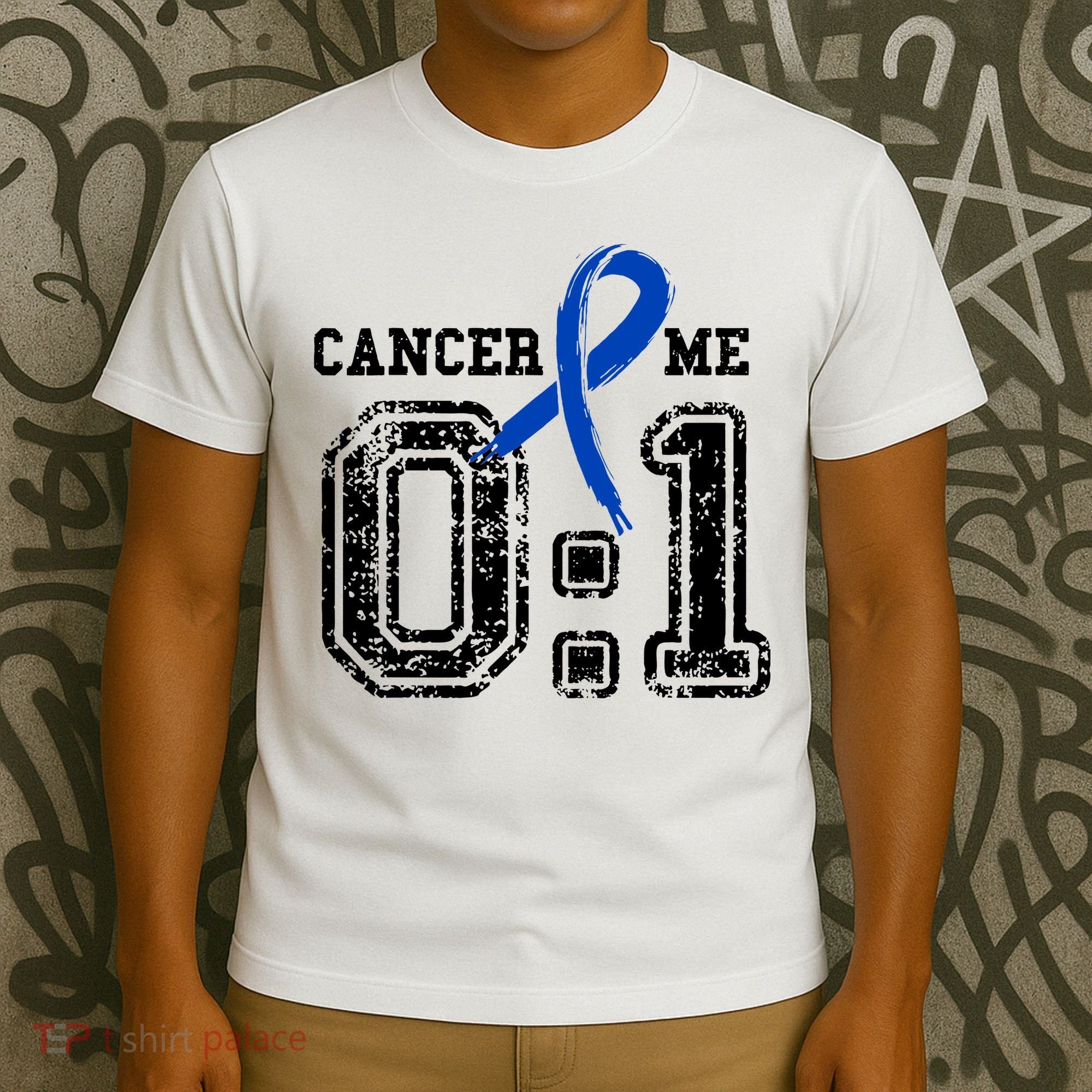Blue Ribbon Cancer 0:1 Awareness Survivor T-Shirt