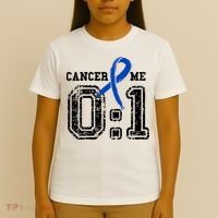 Blue Ribbon Cancer 0:1 Awareness Survivor T-Shirt thumb 4