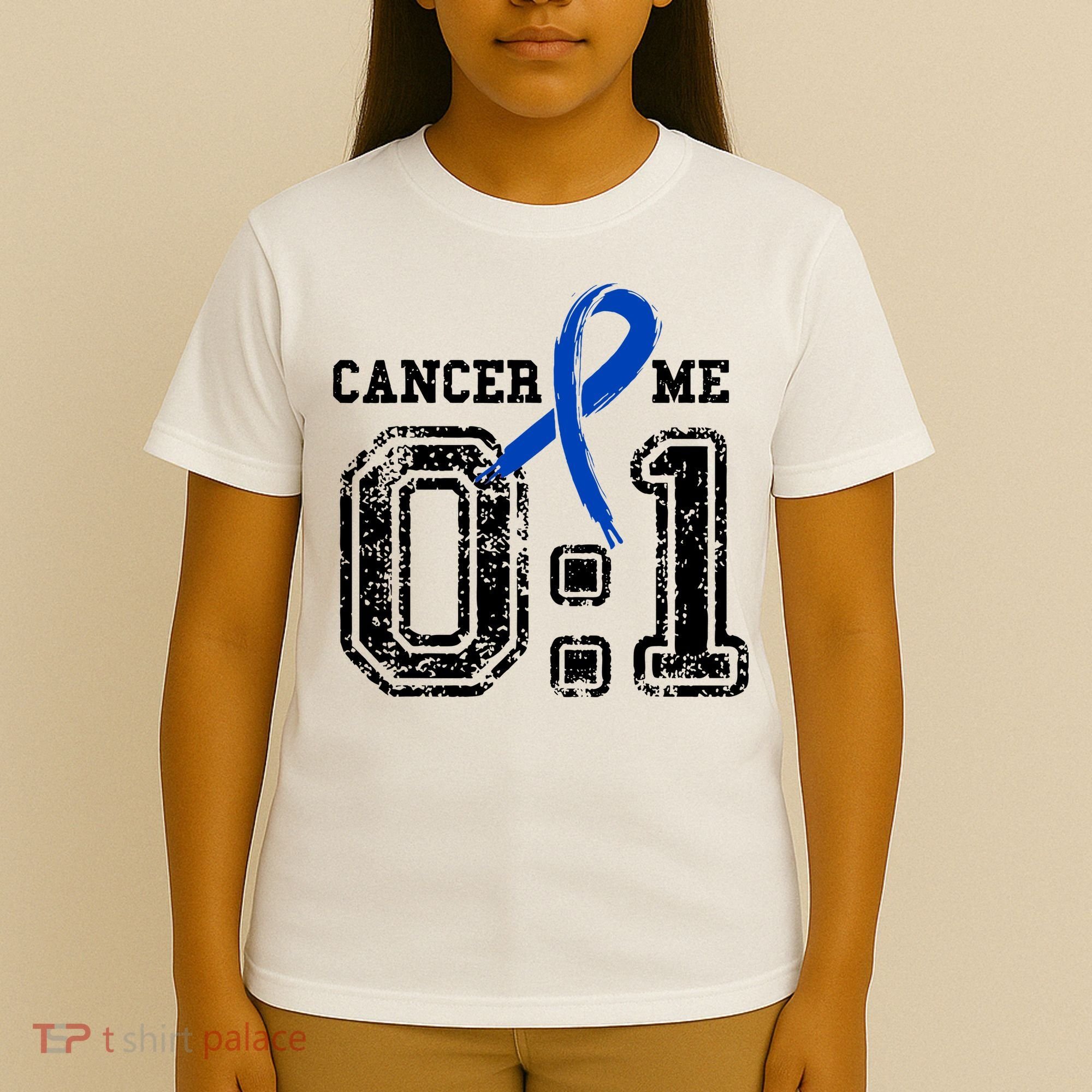 Blue Ribbon Cancer 0:1 Awareness Survivor T-Shirt