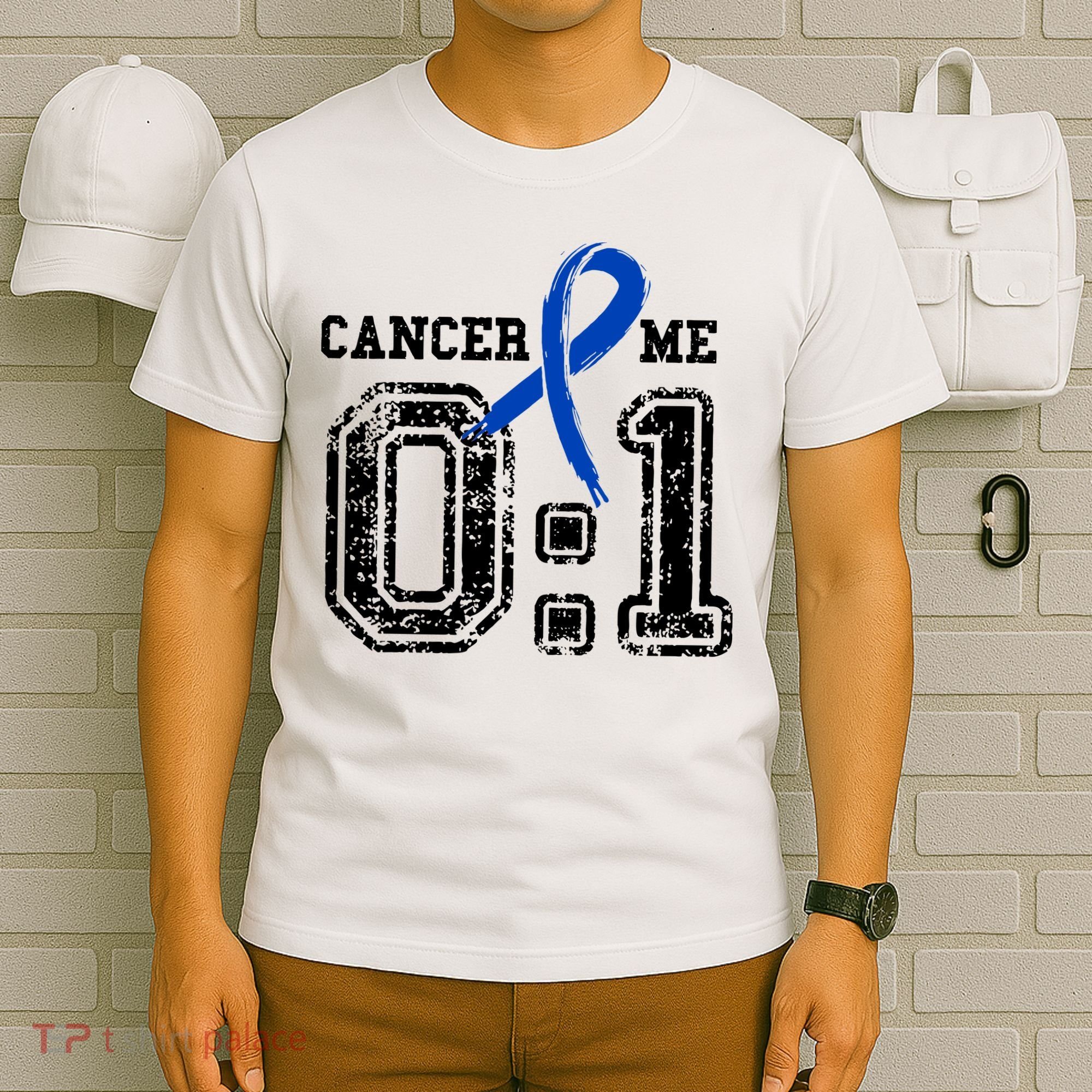 Blue Ribbon Cancer 0:1 Awareness Survivor T-Shirt