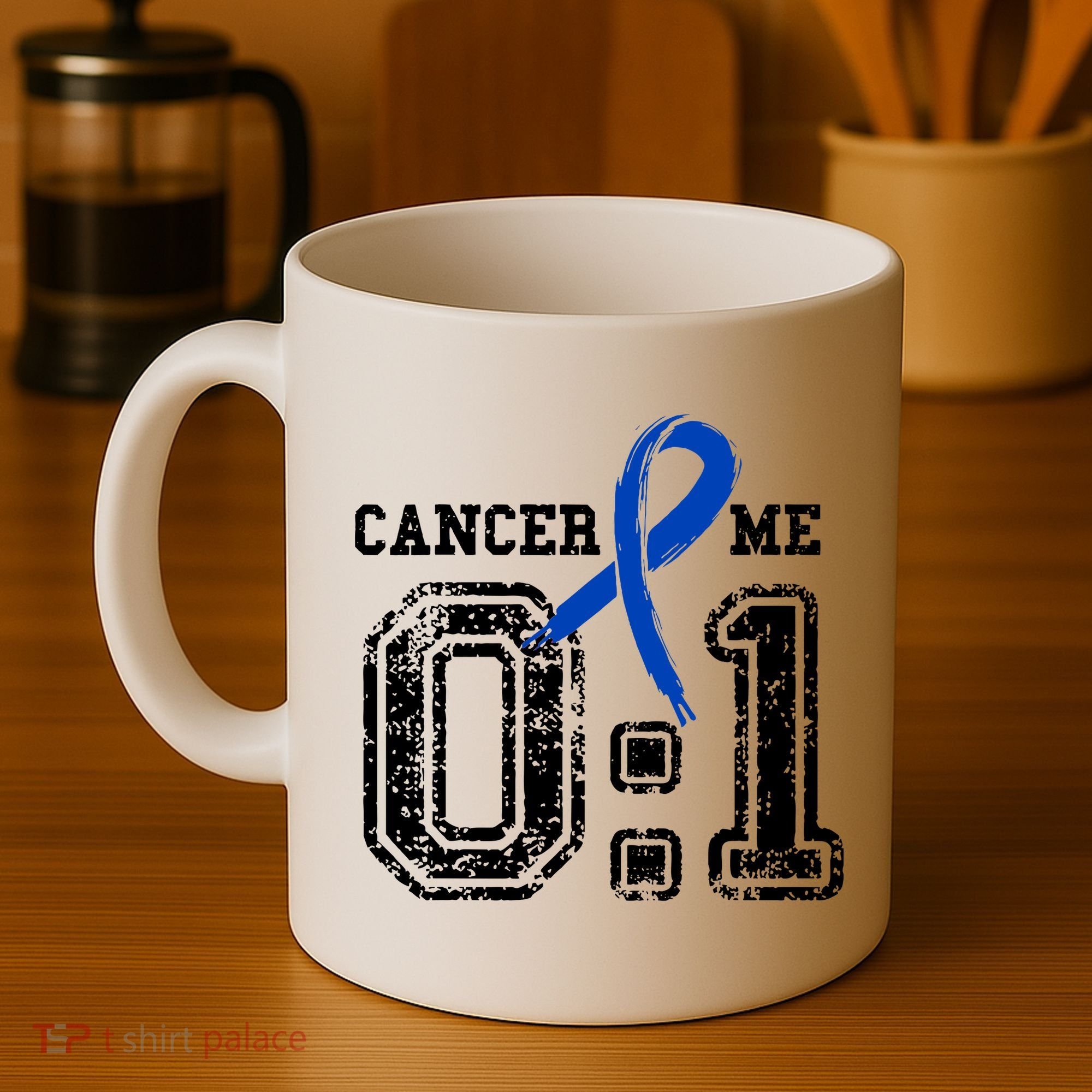 Blue Ribbon Cancer 0:1 Awareness Survivor Coffee Mug