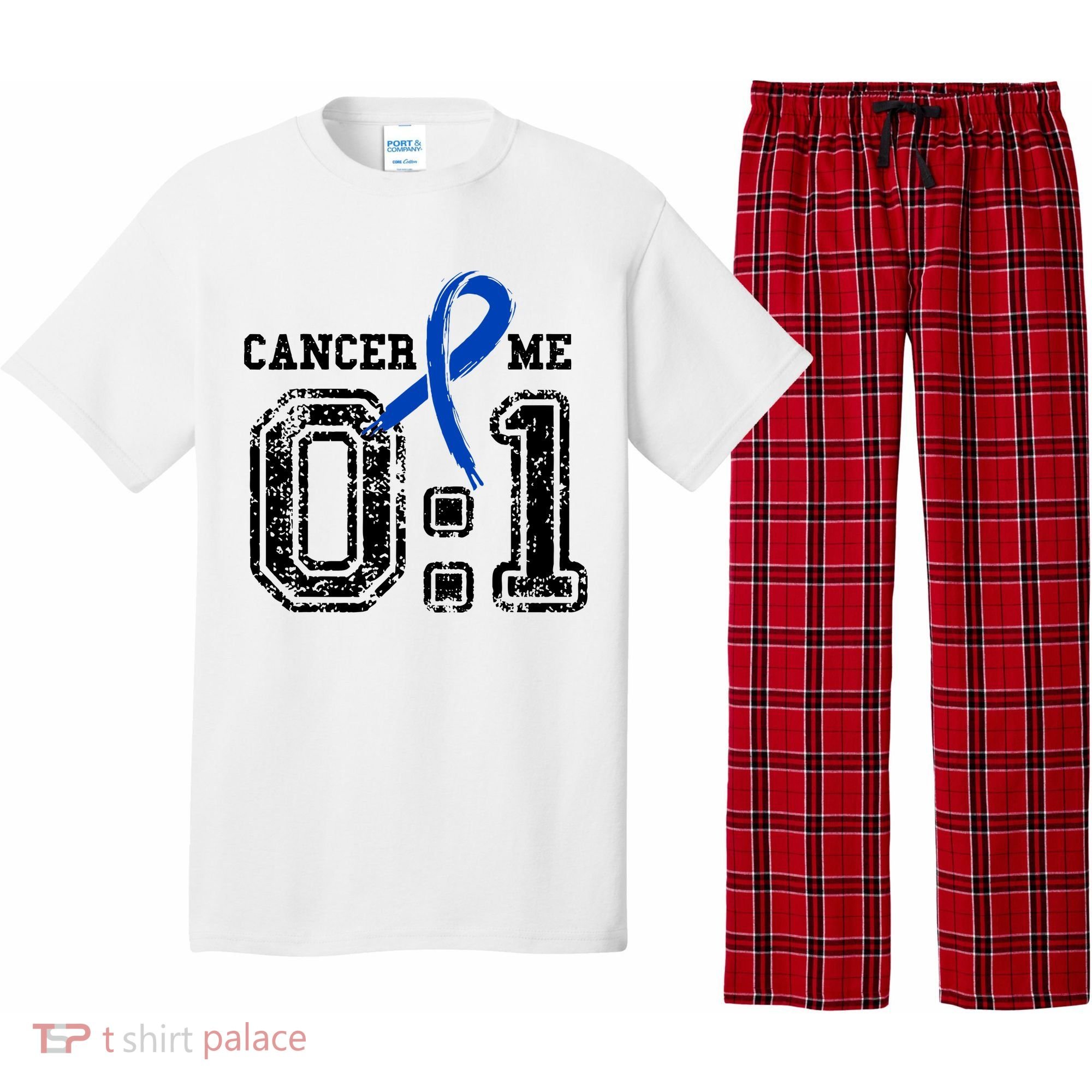 Blue Ribbon Cancer 0:1 Awareness Survivor Pajama Set