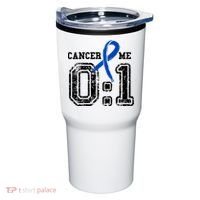 Blue Ribbon Cancer 0:1 Awareness Survivor Tumbler thumb 0