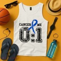 Blue Ribbon Cancer 0:1 Awareness Survivor Tank Top thumb 4