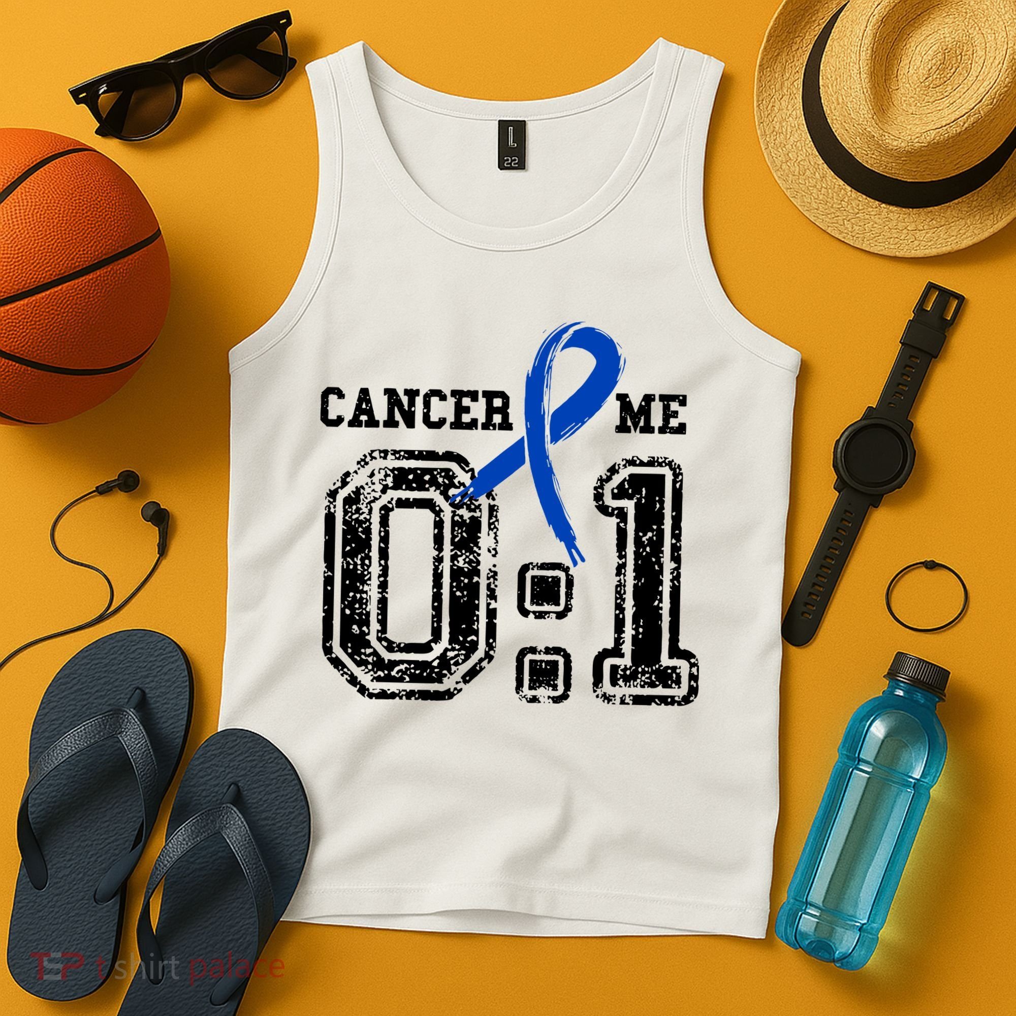 Blue Ribbon Cancer 0:1 Awareness Survivor Tank Top