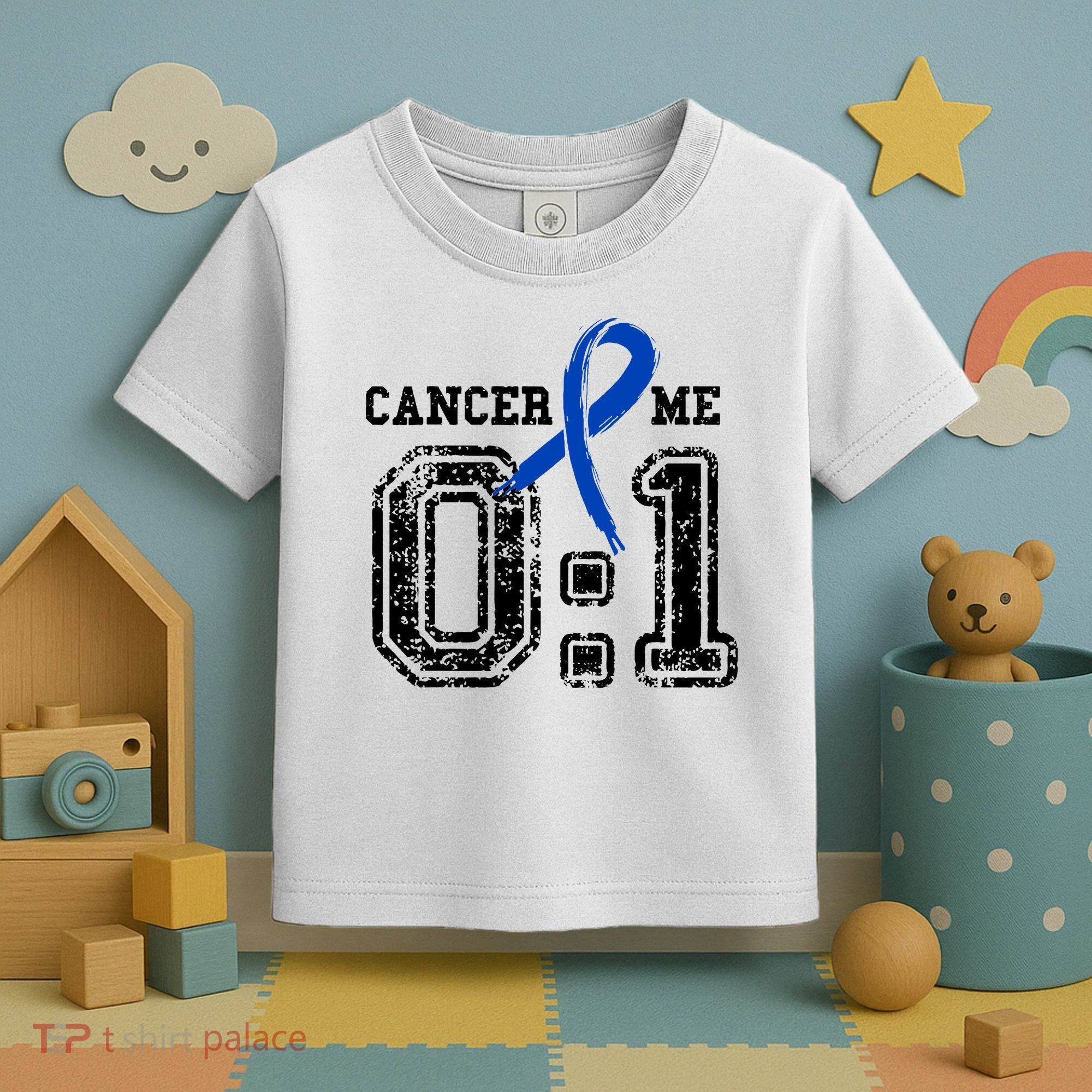 Blue Ribbon Cancer 0:1 Awareness Survivor Toddler T-Shirt