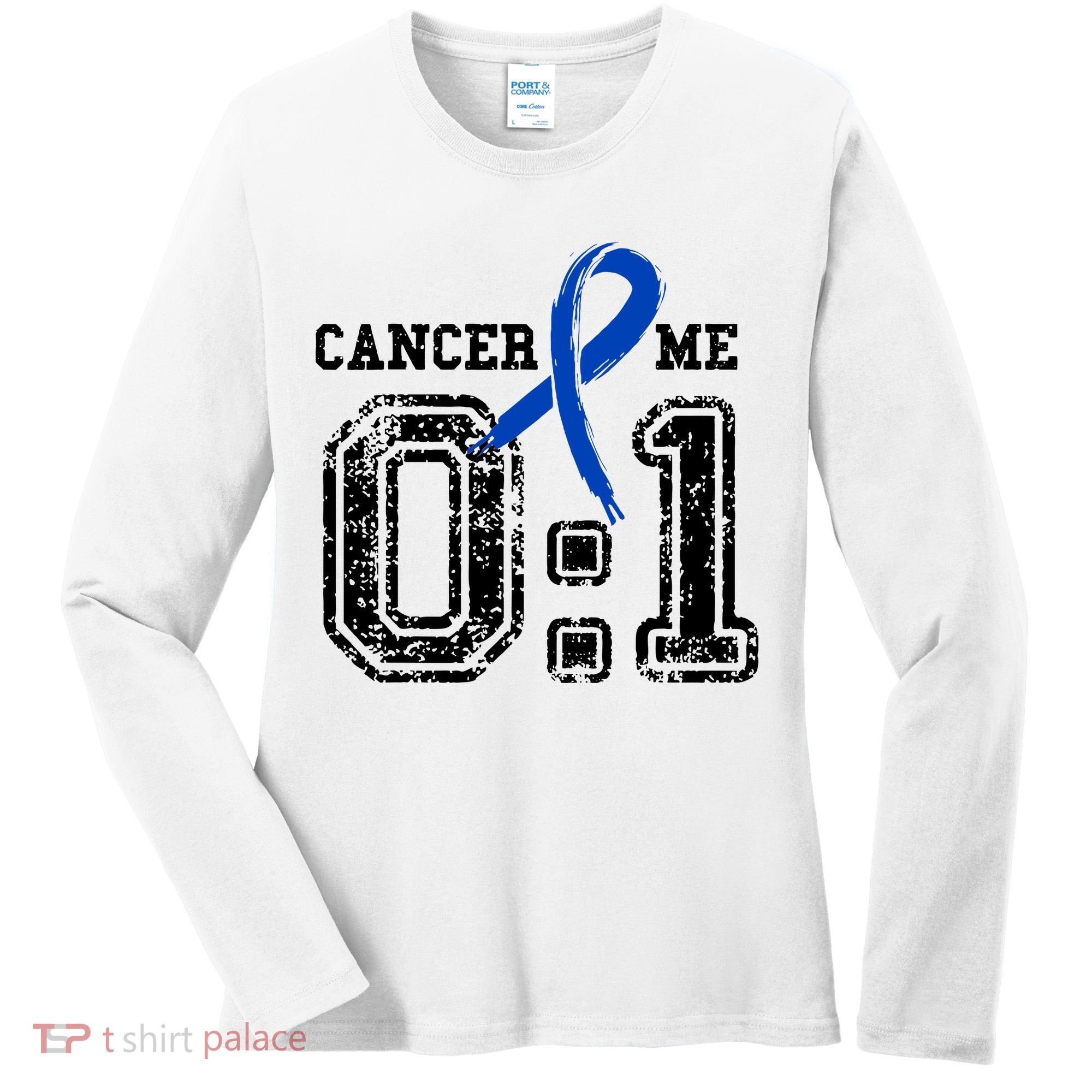 Blue Ribbon Cancer 0:1 Awareness Survivor Women's Long Sleeve Shirt