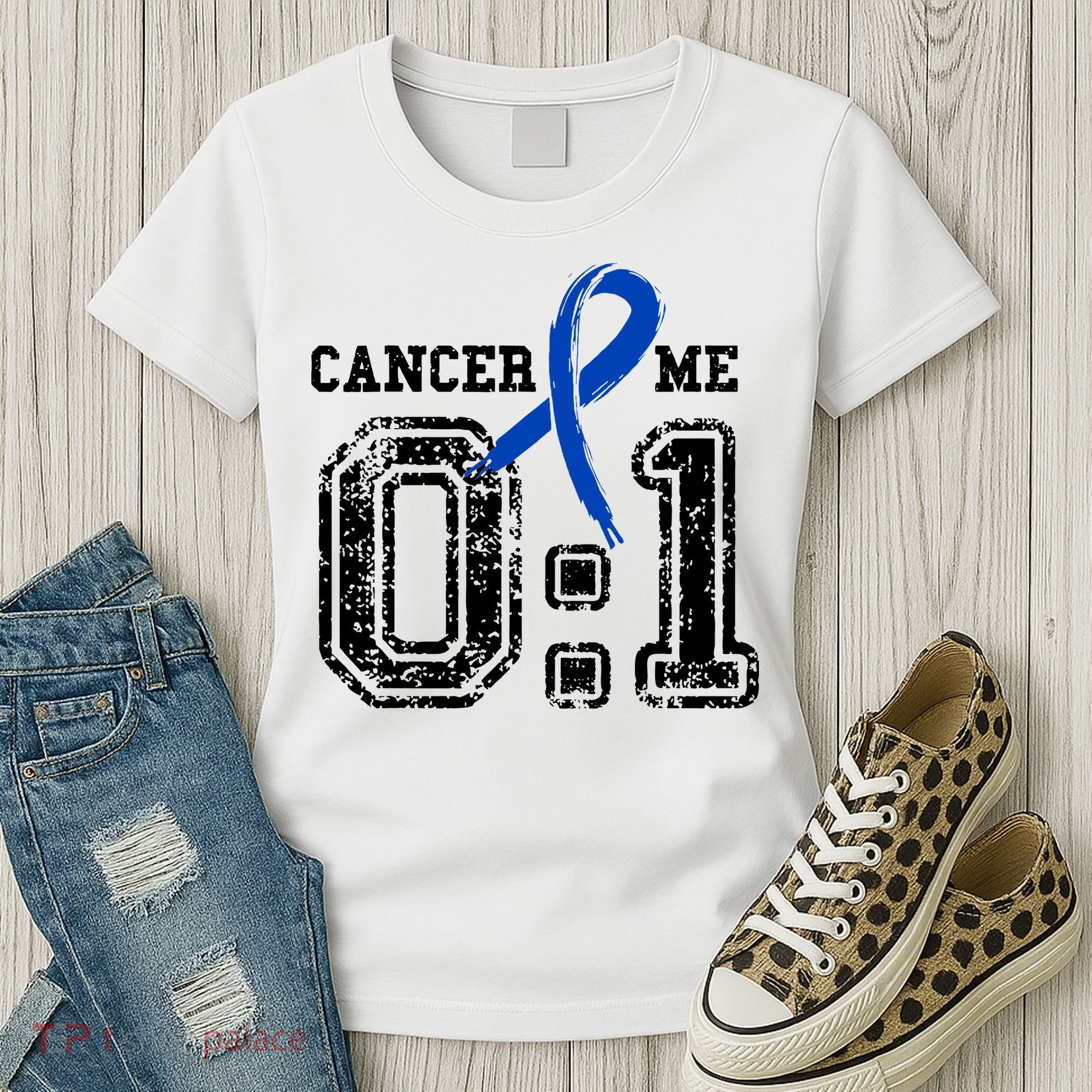 Blue Ribbon Cancer 0:1 Awareness Survivor Women's T-Shirt