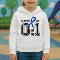 Blue Ribbon Cancer 0:1 Awareness Survivor Kids Hoodie thumb 3