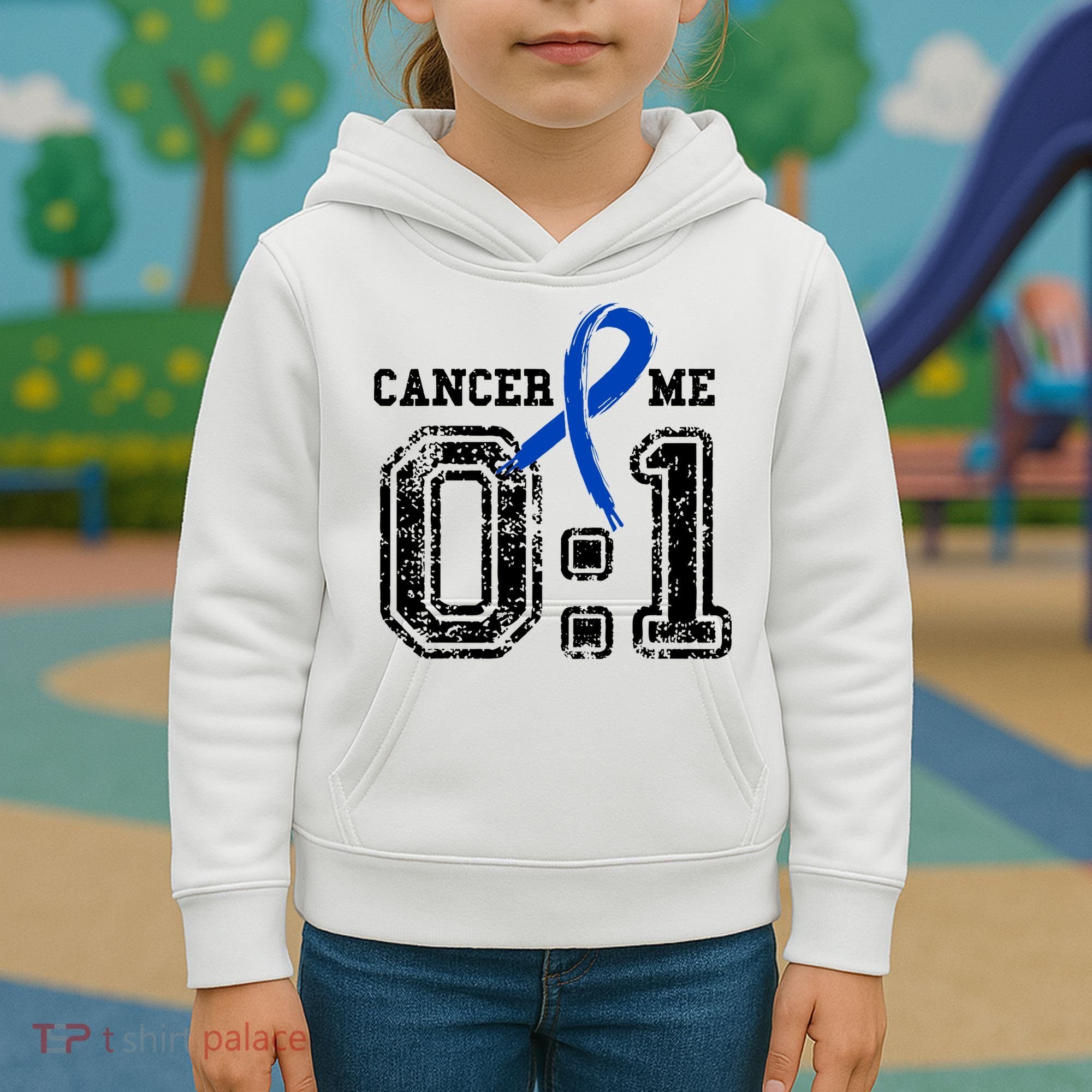 Blue Ribbon Cancer 0:1 Awareness Survivor Kids Hoodie