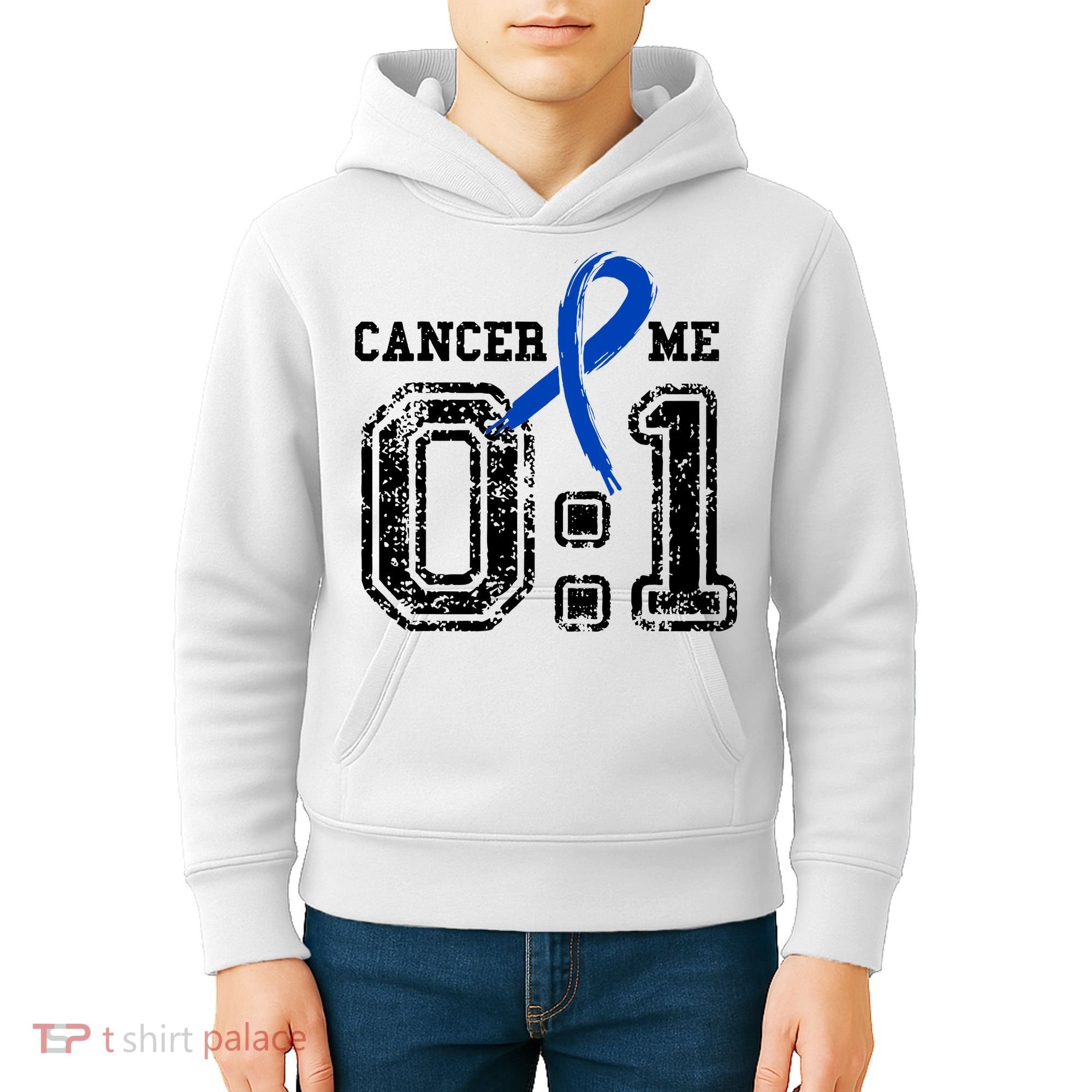 Blue Ribbon Cancer 0:1 Awareness Survivor Kids Hoodie