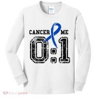 Blue Ribbon Cancer 0:1 Awareness Survivor Kids Long Sleeve Shirt thumb 0