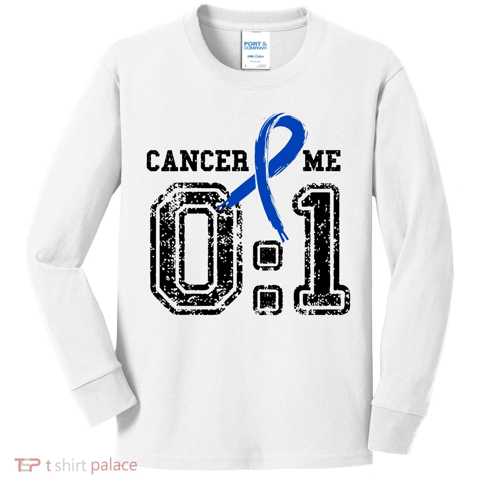 Blue Ribbon Cancer 0:1 Awareness Survivor Kids Long Sleeve Shirt