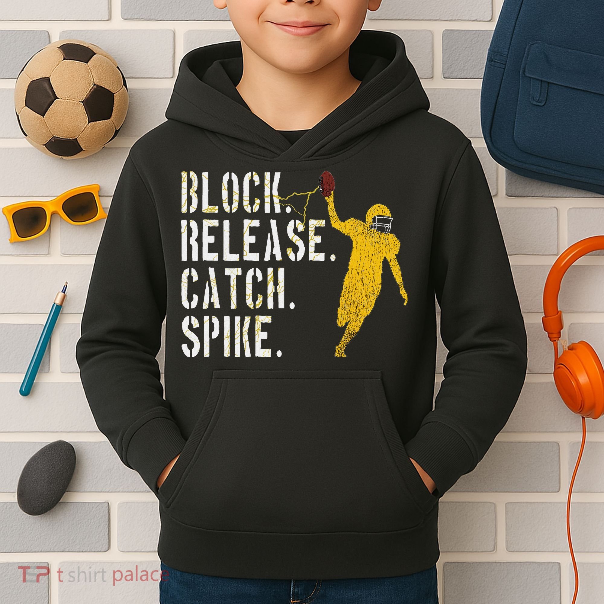 Block Release Catch Spike National Tight End Day Kids Hoodie