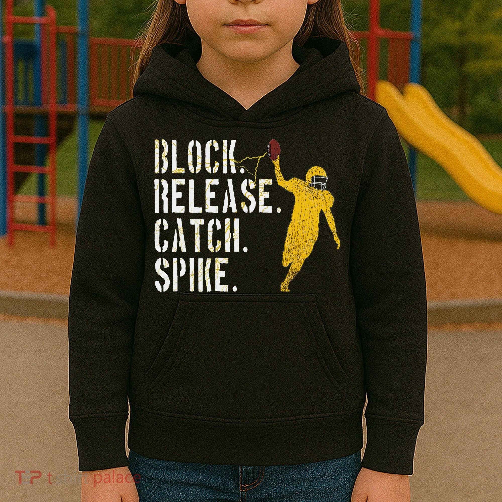 Block Release Catch Spike National Tight End Day Kids Hoodie