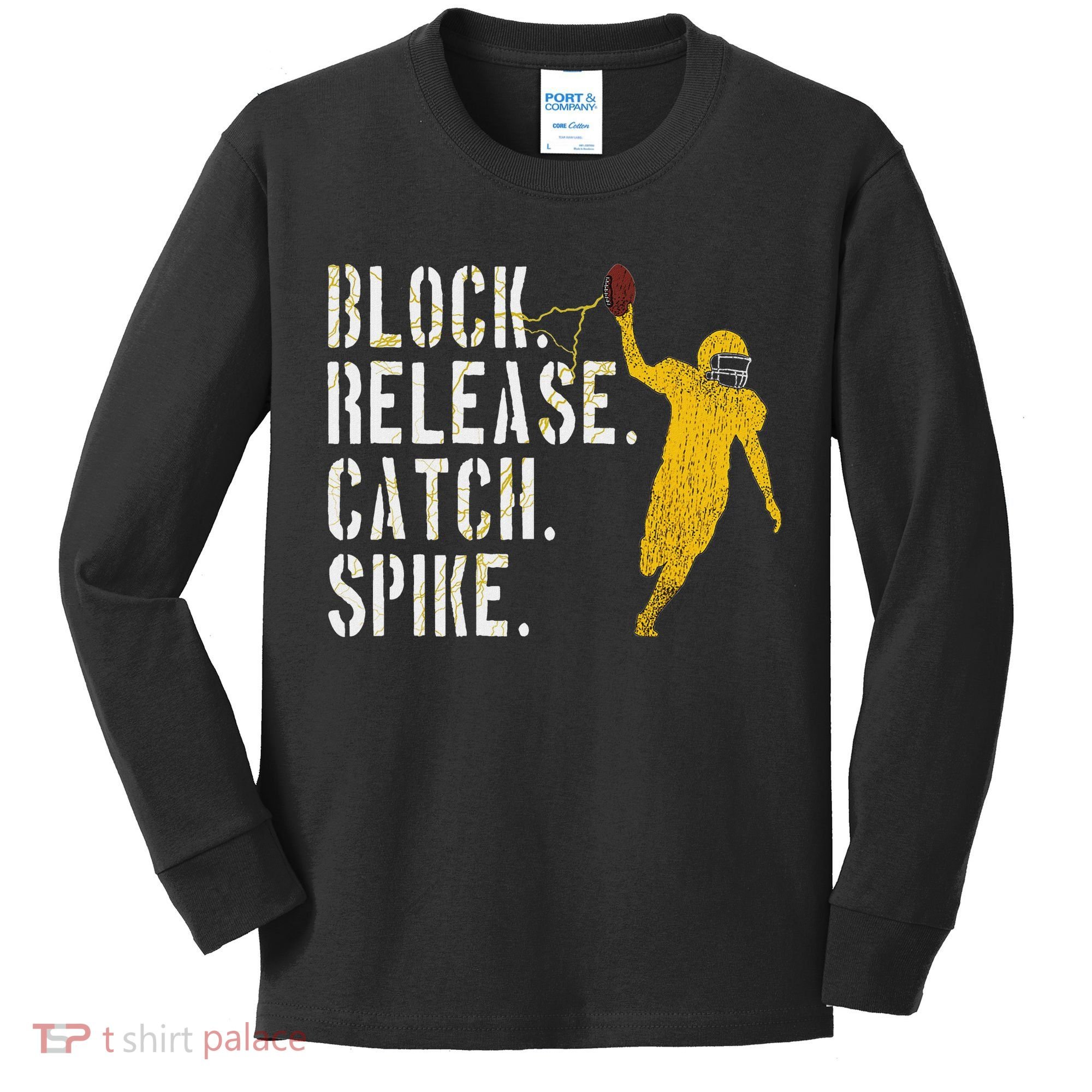 Block Release Catch Spike National Tight End Day Kids Long Sleeve Shirt