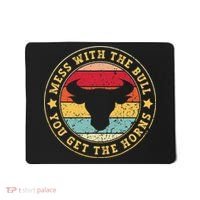 Bull Rider Cowboys Mess With The Bull YouLl Get The Horns Mousepad thumb 0